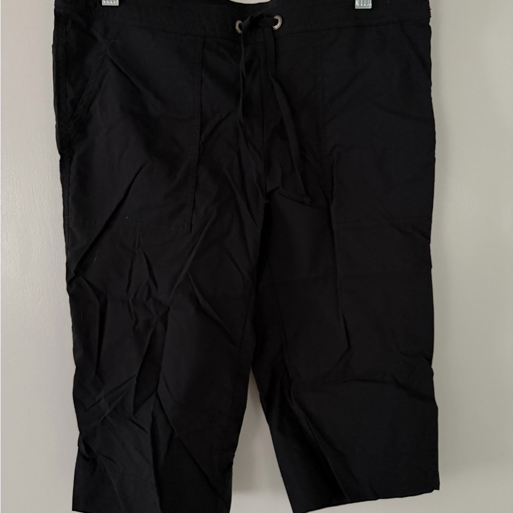 Prana Black Drawstring Knee-length Shorts